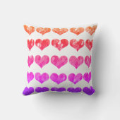 Coussin Rose Violet Rouge Motifs de coeur Mignons Blancs (Verso)