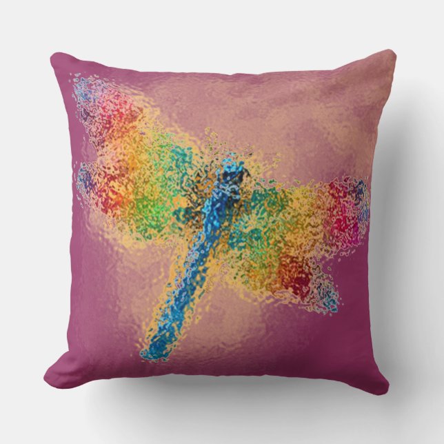 Coussin Rosée de libellule multicolore (Recto)