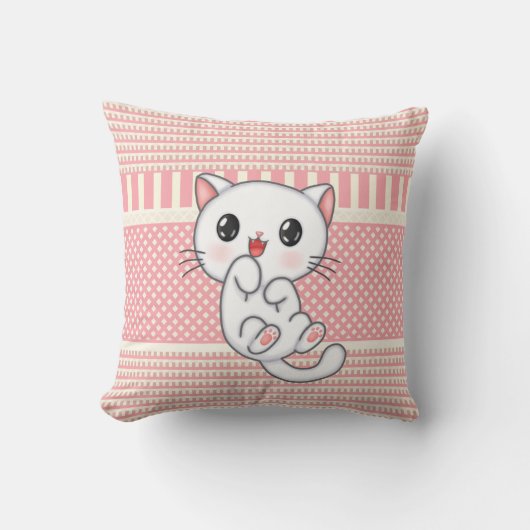 Coussin Rosée Dusty Modelée avec Kitten Caractère mignon L (Recto)