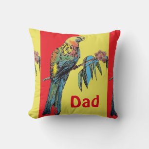 Coussin Rosella Parrot Aquarelle Papa Nom du père Rouge