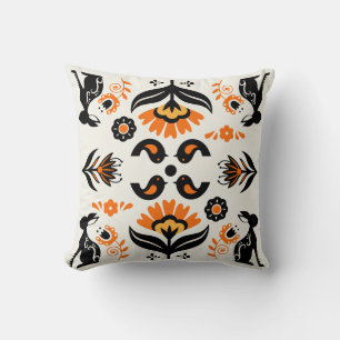 Coussin Rosemaling Art Populaire Norvégien