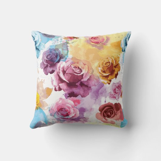 Coussin Roses à l'aquarelle (Verso)