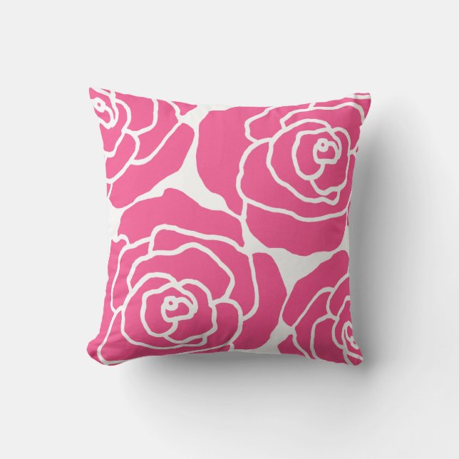Coussin Roses acryliques coraux (Recto)