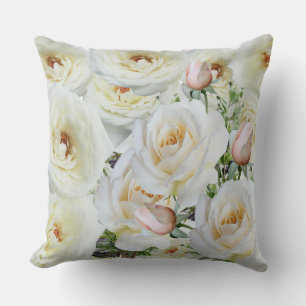 Coussin roses blanches