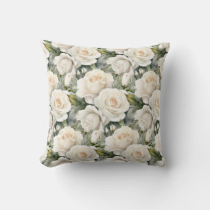 Coussin Roses Blanches Classique Floral