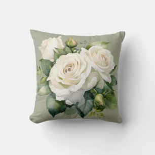 Coussin Roses Blanches Classique Floral