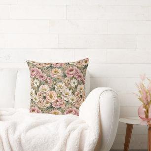 Coussin Roses blanches et mauves