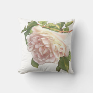 Coussin Roses blanches Rose de pêche ivoire