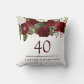 Coussin Roses blanches rouges bordeaux 40e anniversaire de (Recto)