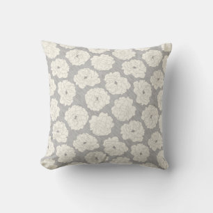 Coussin Roses blanches sur gris clair - motif sans soudure