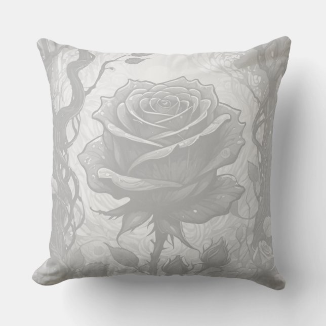 Coussin Roses blancs et gris (Recto)