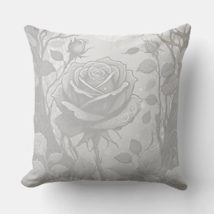 Coussin Roses blancs et gris 2