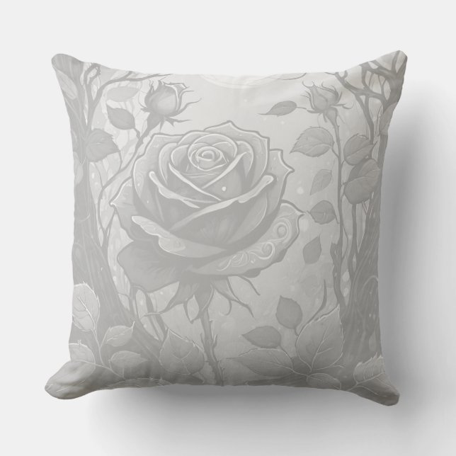 Coussin Roses blancs et gris 2 (Recto)