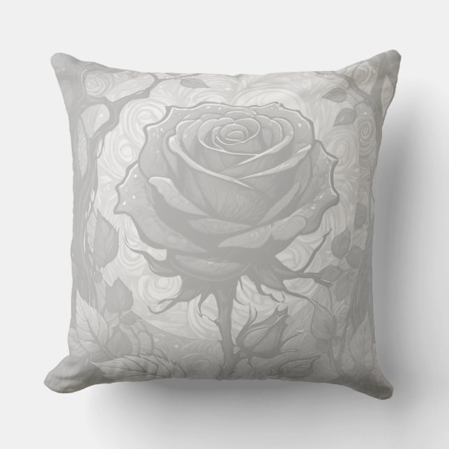 Coussin Roses blancs et gris 3 (Recto)