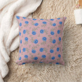 Coussin Roses bleues sur calicot rose géant (Couverture)