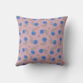 Coussin Roses bleues sur calicot rose géant (Verso)