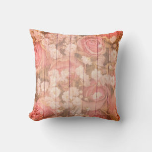 Coussin Roses chics de pays rose