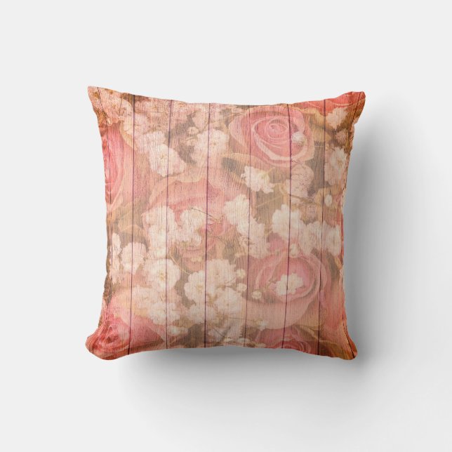 Coussin Roses chics de pays rose (Recto)