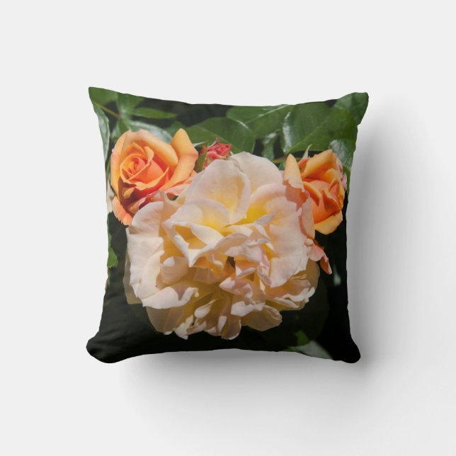 Coussin Roses Crème Orange (Recto)