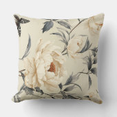 Coussin Roses crème vintage en fleurs (Recto)