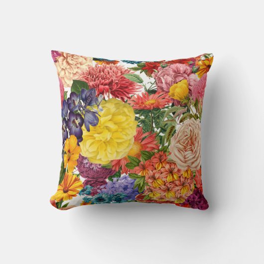 Coussin Roses, dahlia et marigold (Recto)