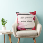 Coussin Roses d'anniversaire de mariage, rayures, noms per (Chaise)