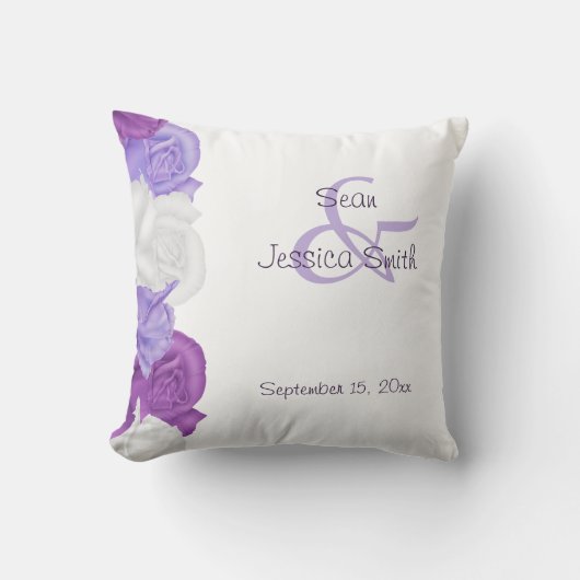 Coussin Roses de Collection Chic Date de Mariage (Recto)