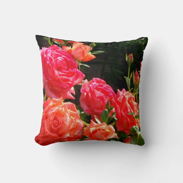 Coussin Roses de corail romantique (Recto)
