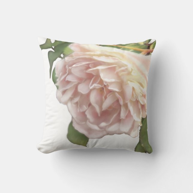 Coussin Roses de pêche à l'ivoire (Recto)