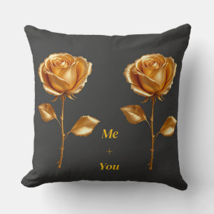 Coussin Roses dorées sur fond sombre