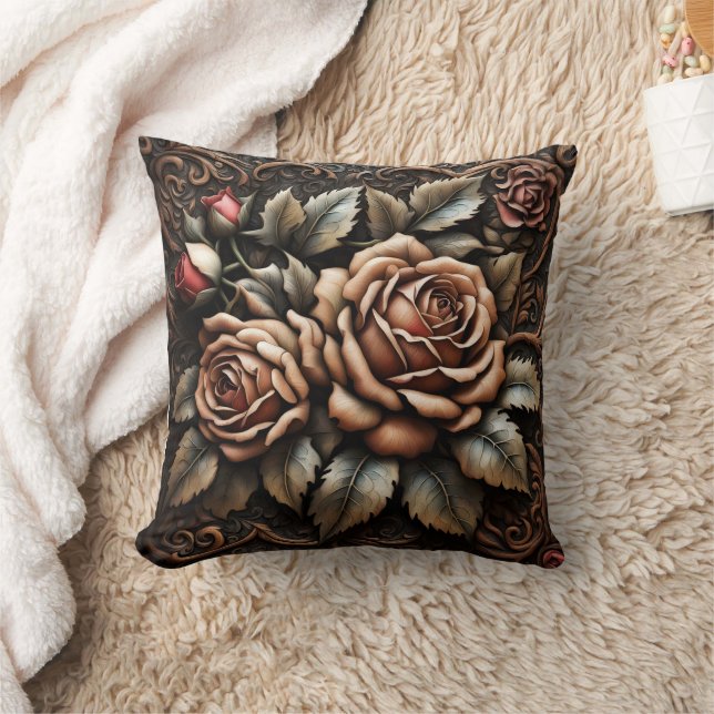 Coussin Roses élégants en design sculpté complexe (Couverture)