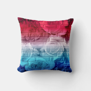 Coussin Roses en briques 11-Rouge Blanc Bleu-Carré Jeu Ore