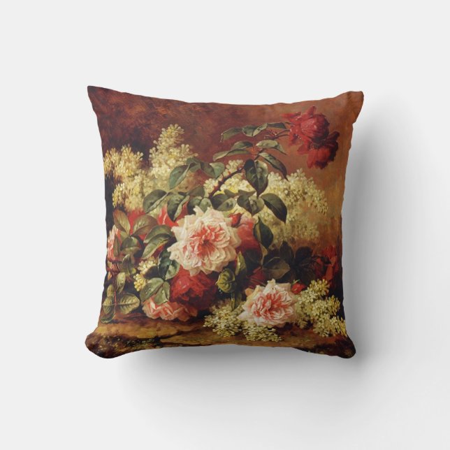Coussin Roses et beaux-arts d'acajou (Recto)