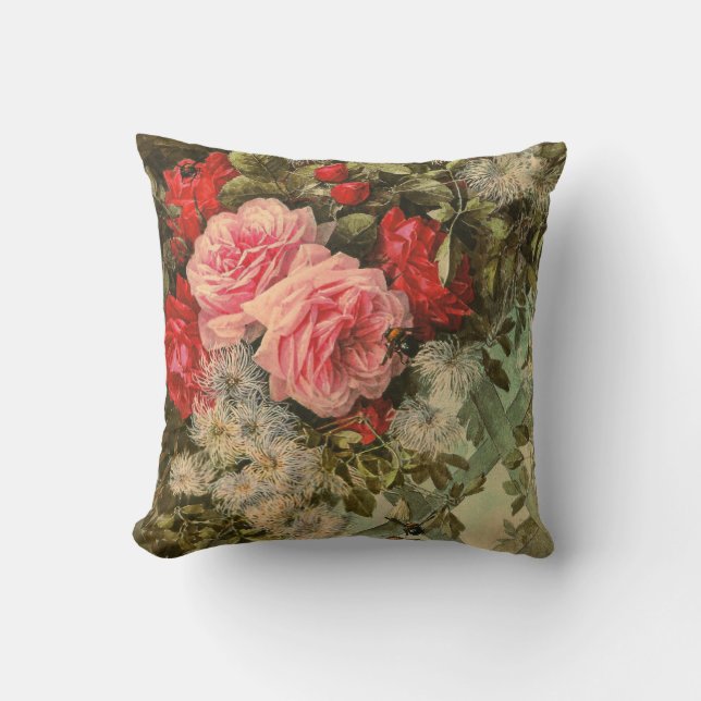 Coussin Roses et clématite sur une pilule de MoJo (Recto)