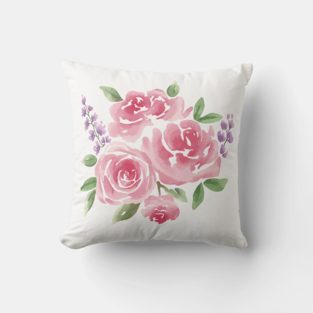 Coussin Roses et lavande rose (Recto)