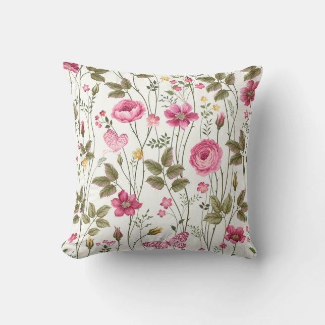 Coussin Roses et papillons : Floral Seamless (Recto)