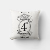 Coussin Roses et Vignes 4e anniversaire de mariage romanti (Recto)