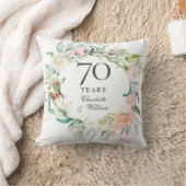 Coussin Roses Fleurales 70e Anniversaire de Mariage en Pla (Couverture)