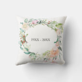 Coussin Roses Fleurales 70e Anniversaire de Mariage en Pla (Verso)