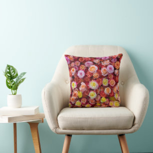 Coussin Roses Florales de Couleurs Mixtes Vibrantes