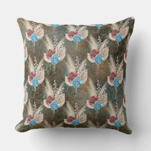 Coussin Roses in a Fleur de Lis Background