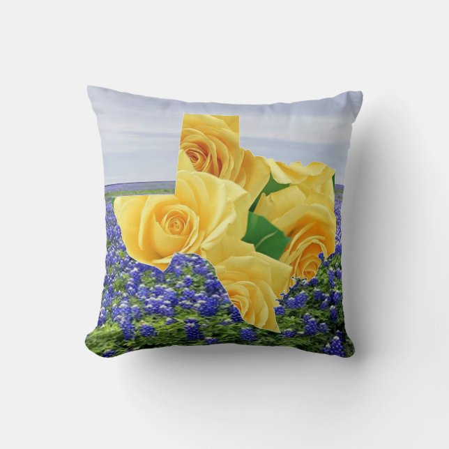 Coussin Roses jaunes dans la forme du Texas sur des (Recto)
