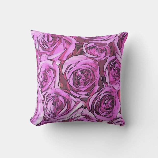 Coussin Roses magenta (Recto)