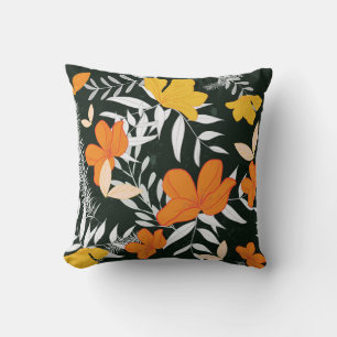 Coussin Roses oranges : Botanique Abstraite.