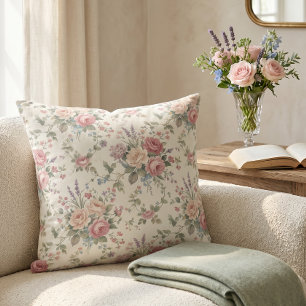 Coussin Roses pastel élégant shabby chic