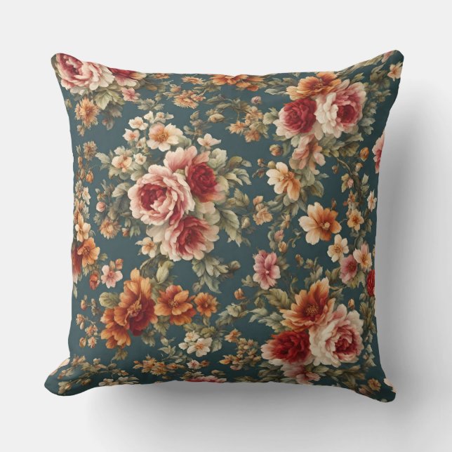 Coussin Roses romantiques et belles fleurs (Recto)