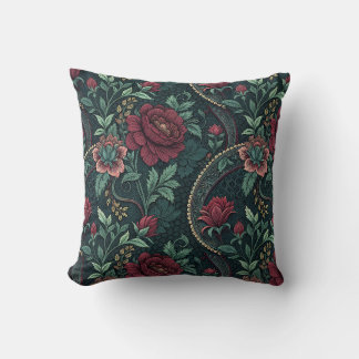 Coussin Roses Romantiques Sombres Motif Floral Gothique en