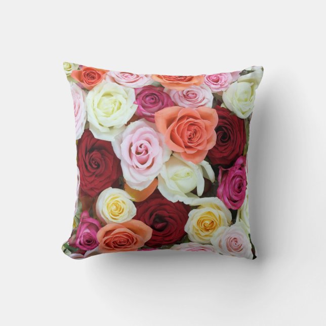 Coussin Roses Roses Blanches et Rouges (Recto)