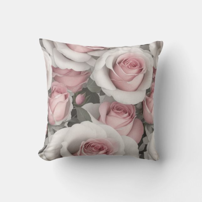 Coussin Roses roses et blanches (Recto)