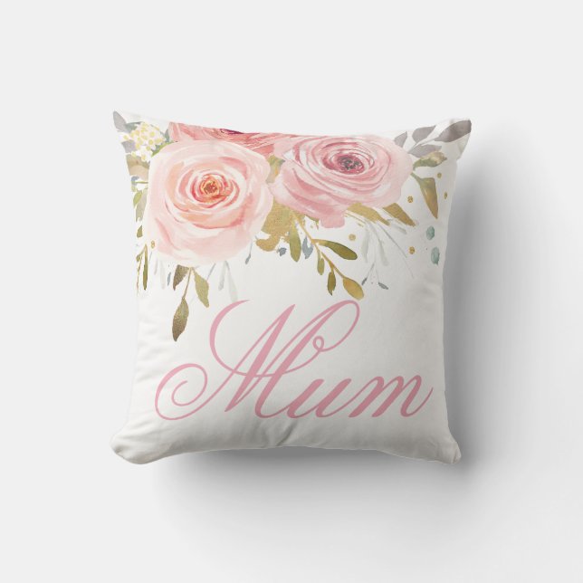 Coussin Roses roses Floral Cushion maman Fête des mères (Recto)